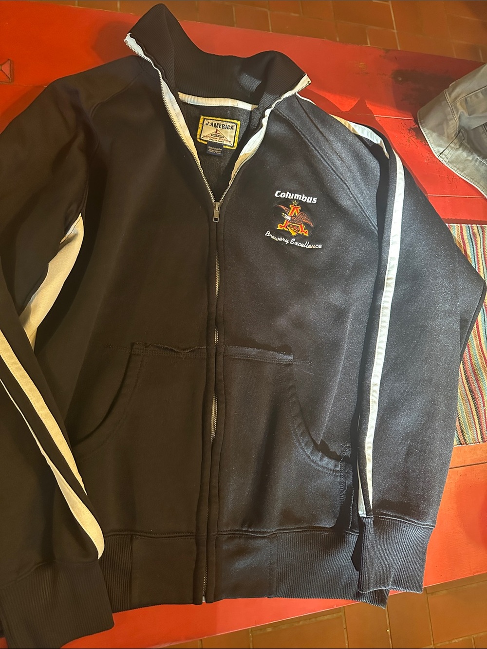 J. America Angheuser Busch Columbus Black Jacket with White Trim large